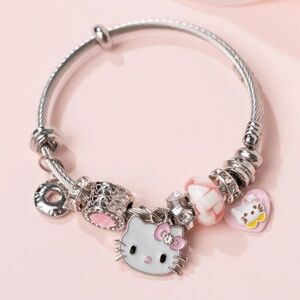 BNIB Hello Kitty Silver and Pink Charm Bracelet